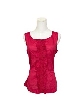 Banana Republic Sleeveless Ruffle Front Tank in Fuchsia